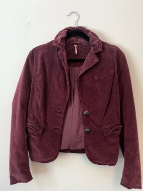 Free People Burgandy Corduroy Blazer Jacket